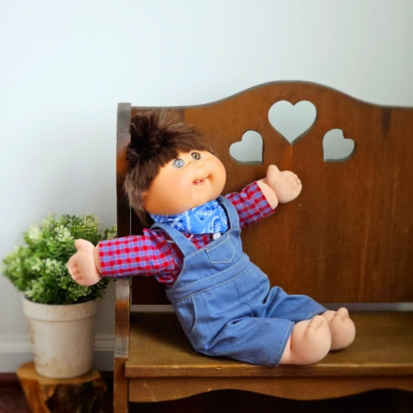 Signed Xavier Roberts Cabbage Patch Doll Missing Front Teeth Boy 18" Brown Hair - Picture 8 of 16